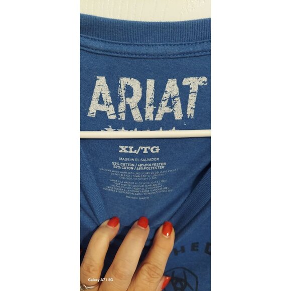 Ariat Tek Men’s Shirt Heather Blue Short Sleeve Active Performance XL - Picture 4 of 5